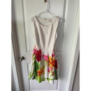 Calvin Klein Dress Women’s Size 10 White Floral Cocktail Party A-Line Formal